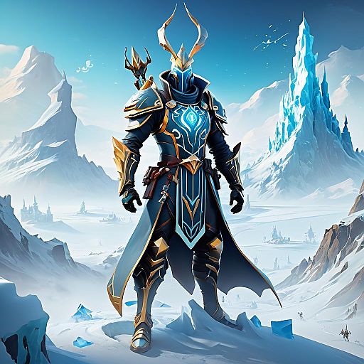 Futuristic Warrior in Icy Landscape