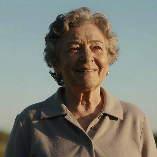 Cinematic Portrait of Happy Elderly Girl