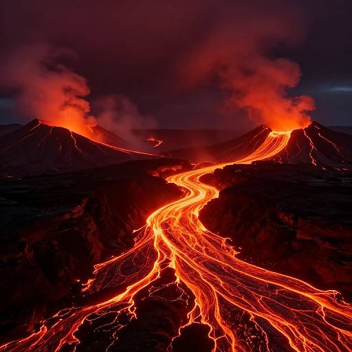 Thermal Volcanic Landscape with Lava
