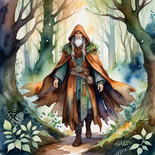 Enchanted Forest Druid in Watercolor Enchanted Forest Druid in Watercolor