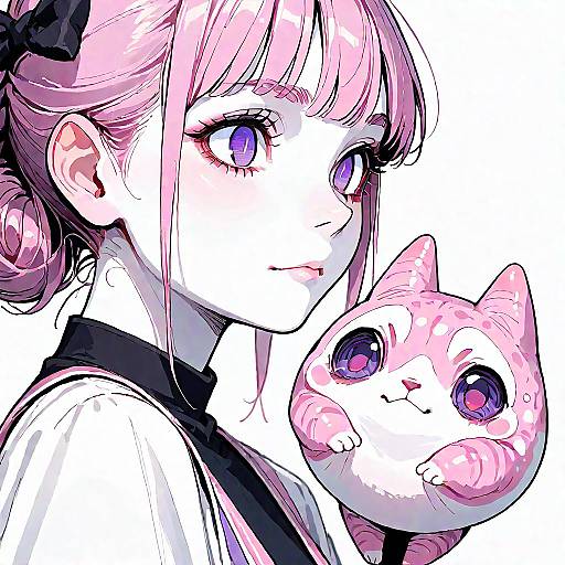 Chibi Furry Creature with Purple Eyes