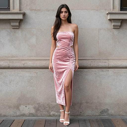 Stylish Young Woman by Stone Wall
