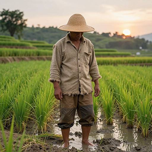 Authentic Rustic Rice Farmer Costume