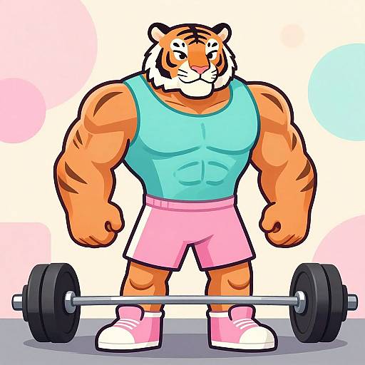 Muscular Anthropomorphic Tiger Bodybuilder