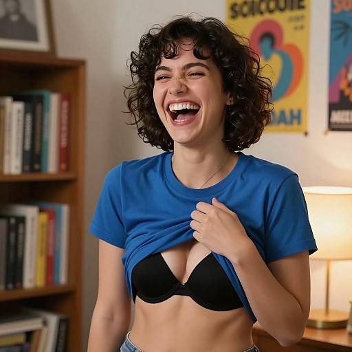 Joyful Woman Laughing Indoors