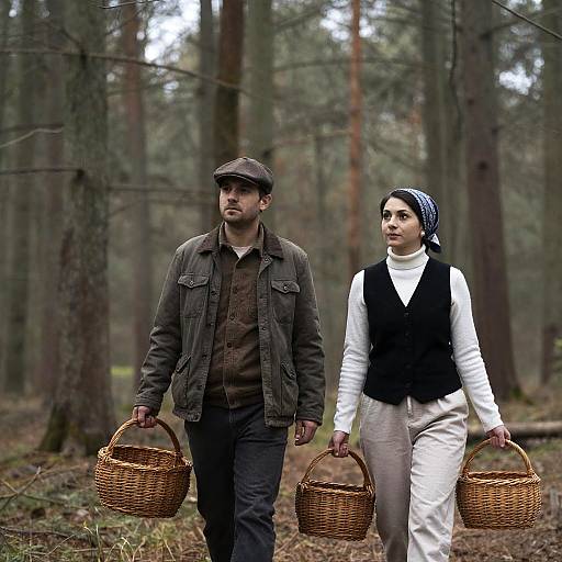 Couple Strolling in a Forest