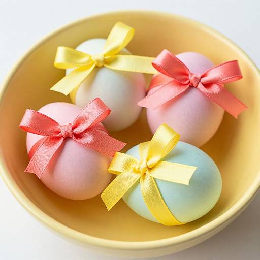 Pastel Eggs with Vibrant Ribbon Bows