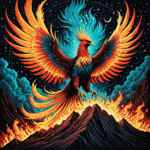 Phoenix Rising from Celestial Flames