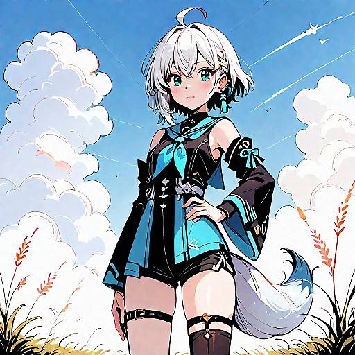 Anime Girl with Fox Shadow Puppet