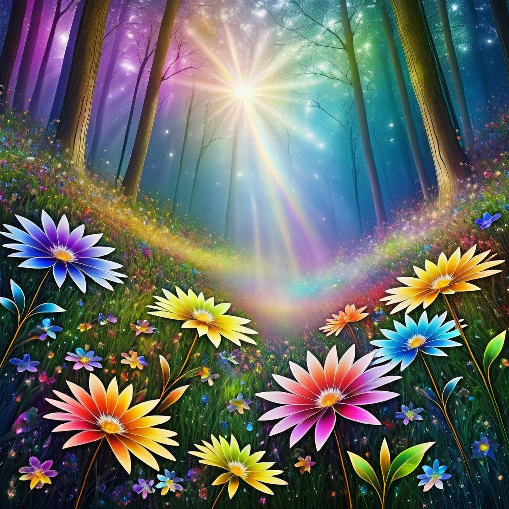 Enchanted Fractal Wildflowers in Woodland