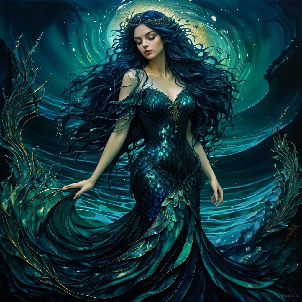 Sorrowful Mermaid in Gothic Style