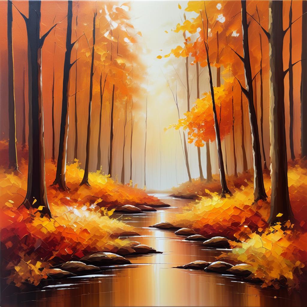 Serene Autumn Forest Abstract Art