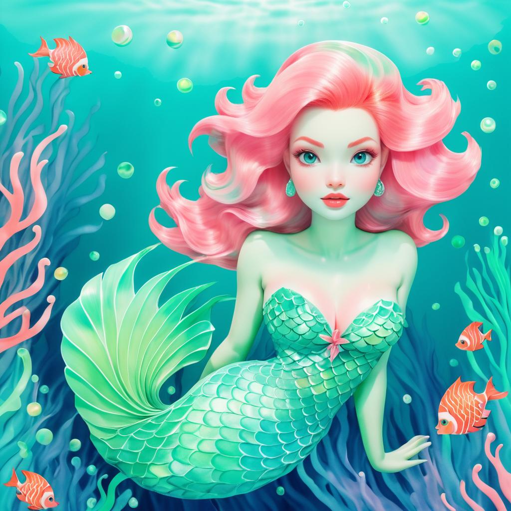 Whimsical Pastel Mermaid Illustration