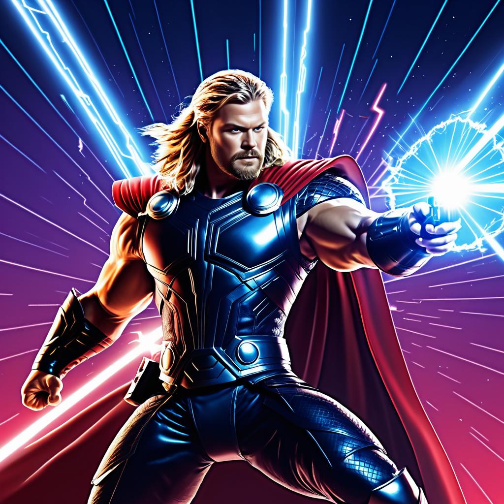 Thor Unleashed: Laser Battle Illustration