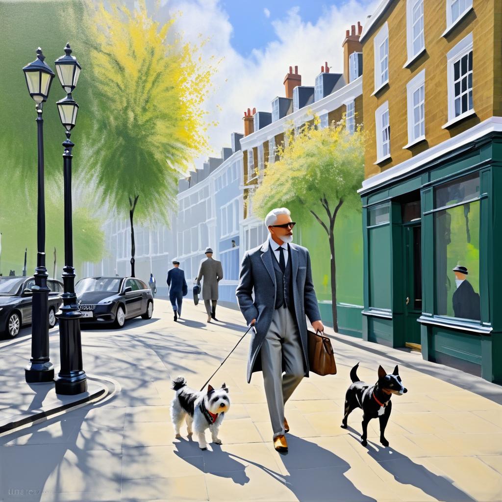 Dapper Man and Dog in Spring London