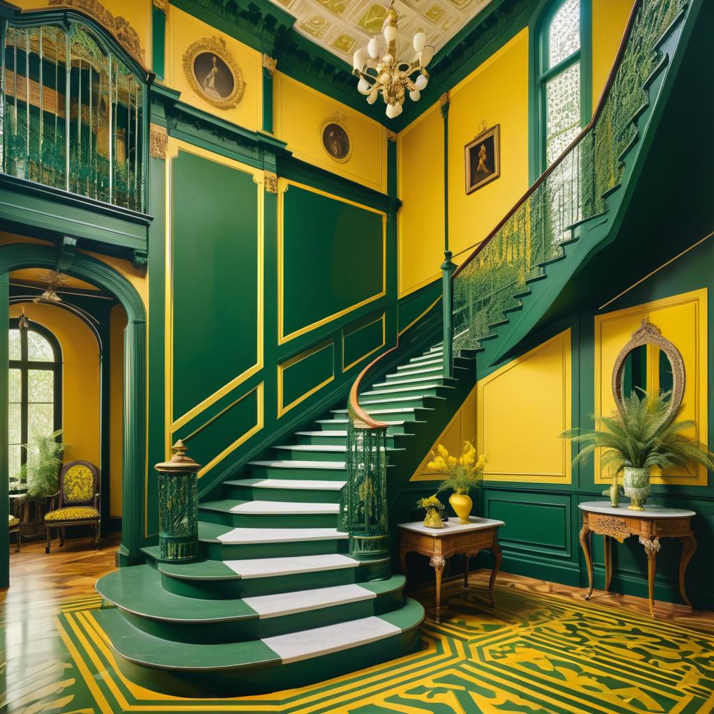 Ornate Chromolithograph Staircase Design