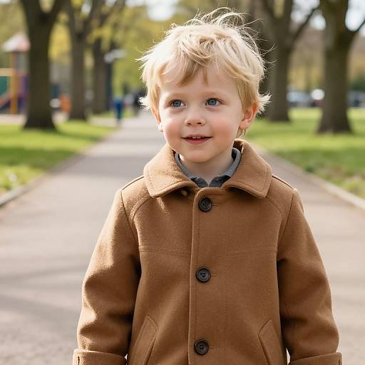Curious Boy in Sunny Park