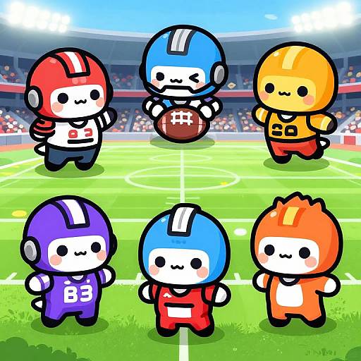 Colorful Kawaii Football Players