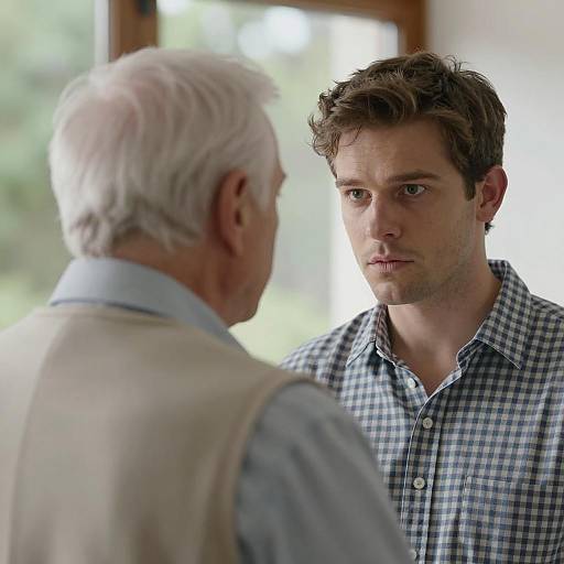 Serious Conversation Between Two Men Indoors