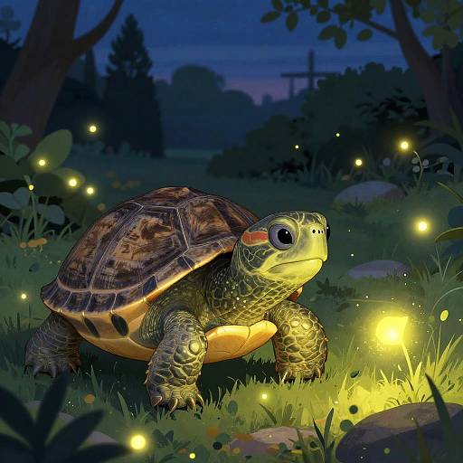 Magical Realism Turtle and Fireflies