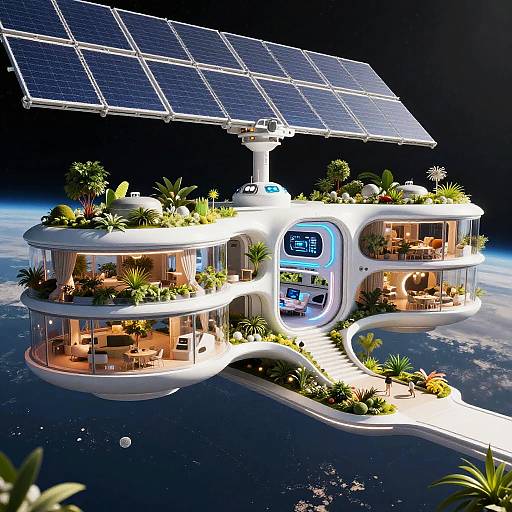 Futuristic Zero-Gravity Orbital Habitat