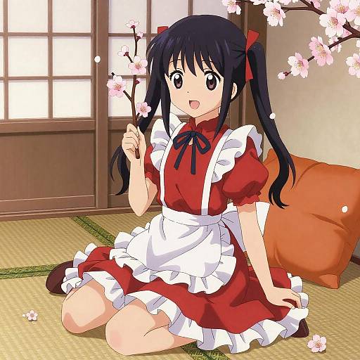 Anime Girl with Cherry Blossoms