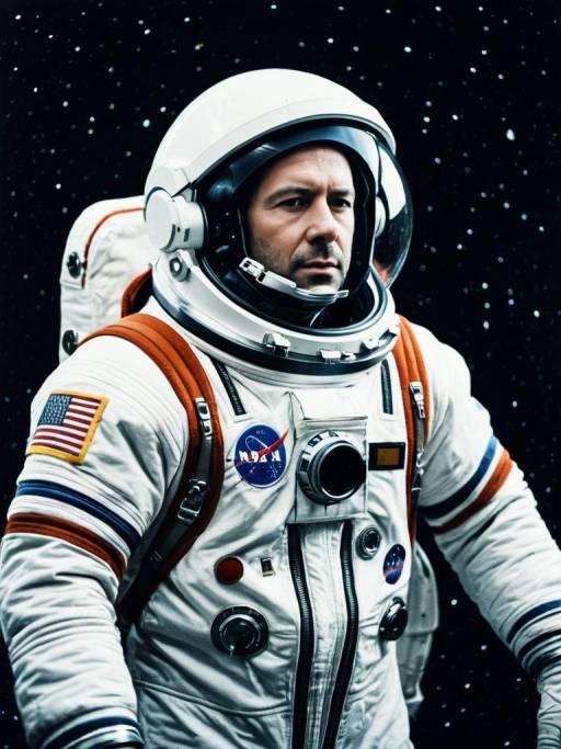 Man in NASA Astronaut Suit in Space