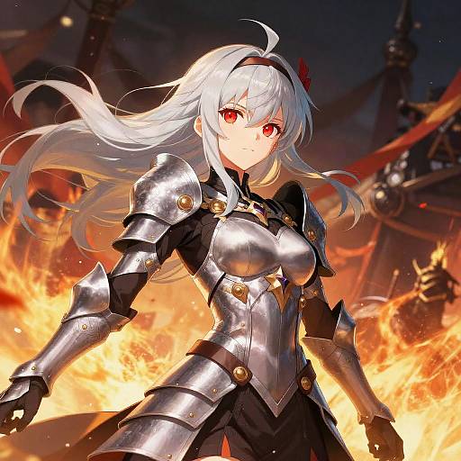 Heroic Anime Warrior with Red Eyes