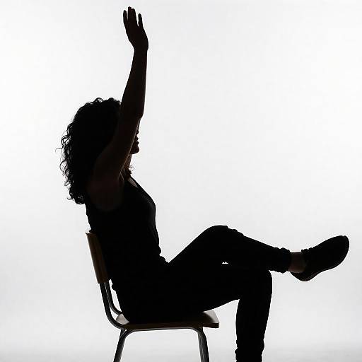 High Contrast Curly Hair Silhouette Pose