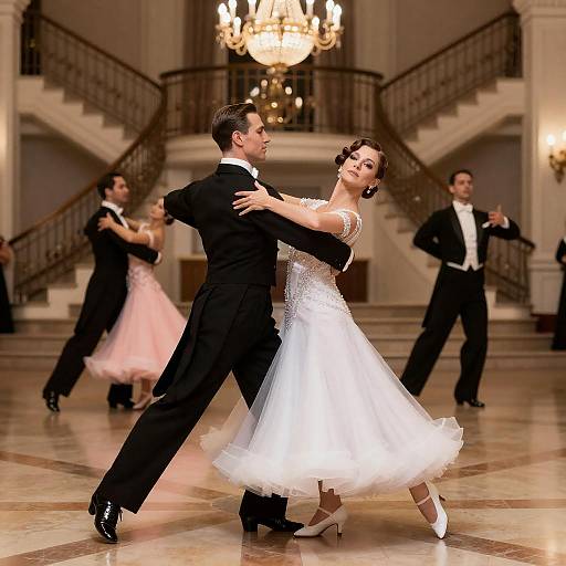 Couples Dancing in Elegant Ballroom