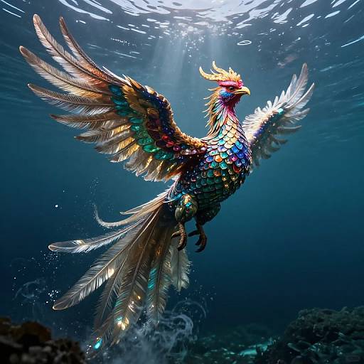 Iridescent Phoenix Rising Underwater