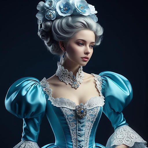 Alluring Woman in Rococo-Nanotech Fusion