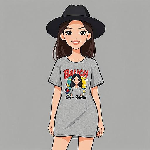 Smiling Woman in Casual Tee Dress