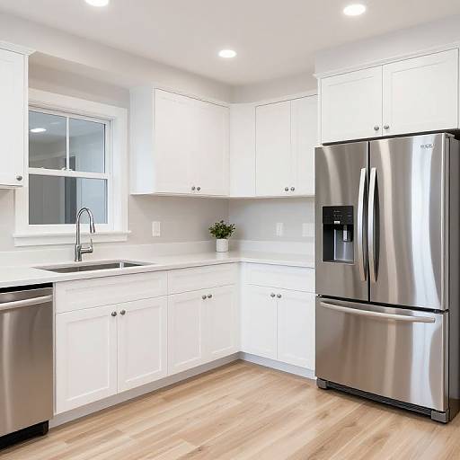 Modern White Kitchen with Stainless Appliances
