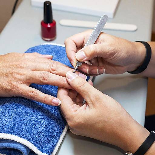 Manicure Nail Filing in Salon