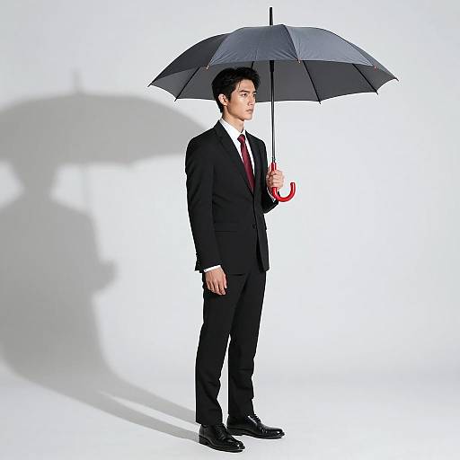 Elegant Man in Suit with Umbrella