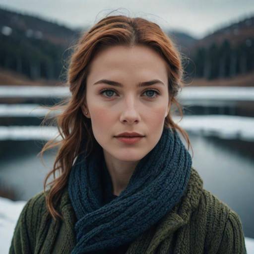 Elegant Woman Portrait with Snowy Background