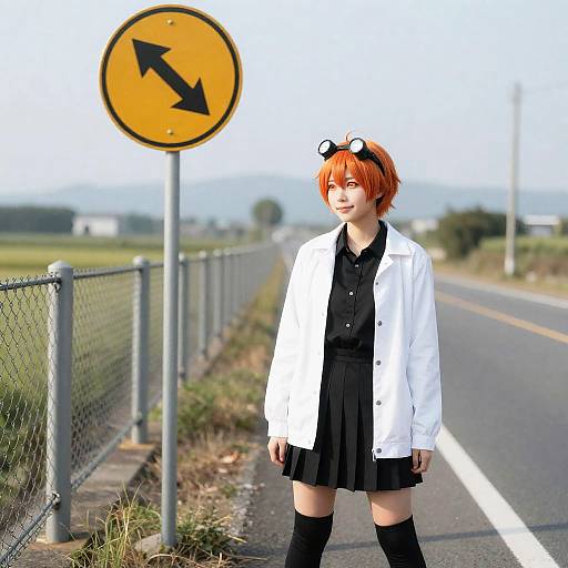 Adachi Rei Outdoors on Rural Road