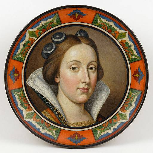 Elizabethan Portrait on Vibrant Platter
