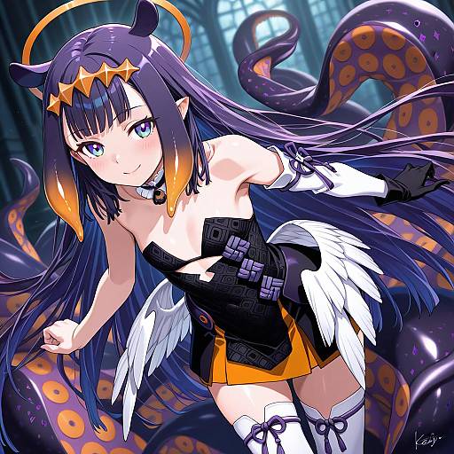 Illustration of Ao-chan (ninomae ina'nis), hololive in the style of Gotou keiji