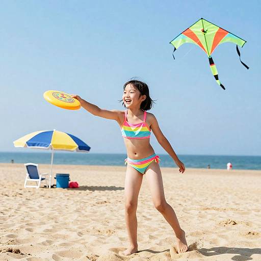 Joyful Beach Day with Frisbee