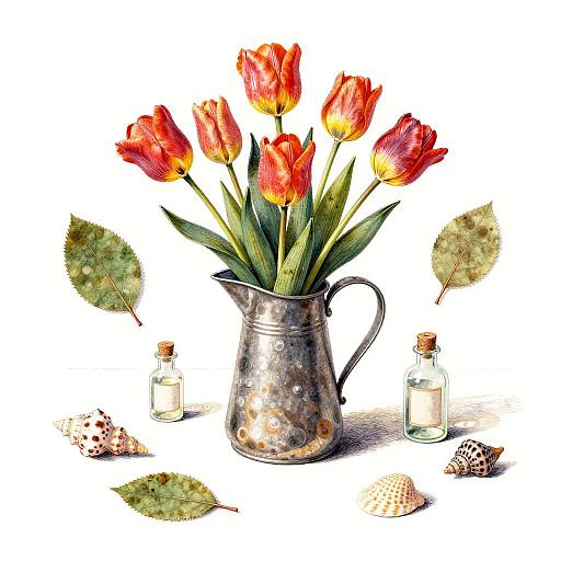 Whimsical Lithograph Still Life