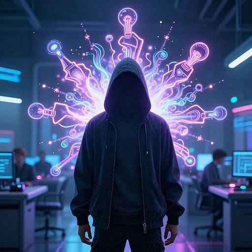 Cyberpunk Office with Electric Energy