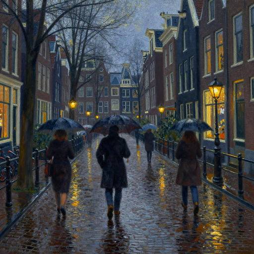 Impressionist Rainy Night in Amsterdam
