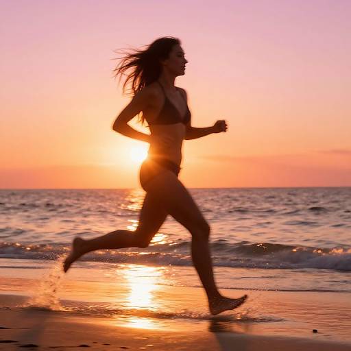 Energetic Beach Run at Sunset