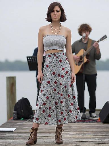 Vintage Style Woman on Pier