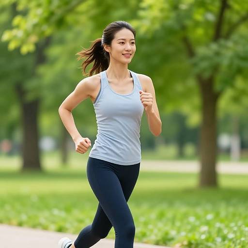 Energetic Mom Jogging in Park