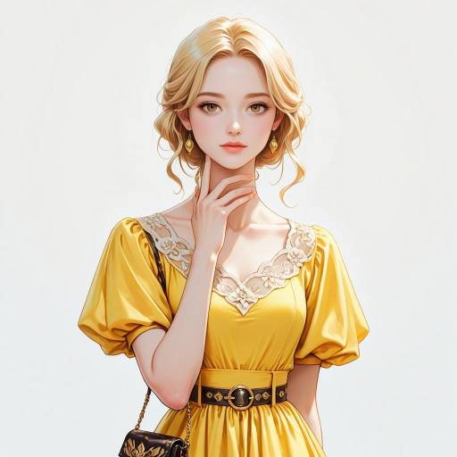 Cheerful Woman in Yellow Dress