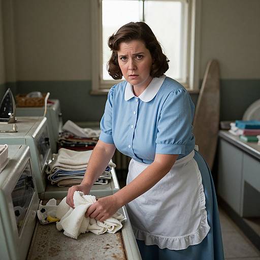 1930s Laundress in Vintage Laundry Room