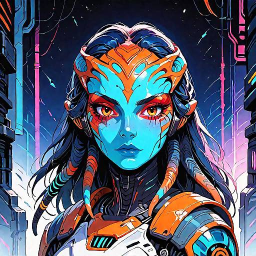 Urban Alien Girl with Tech Armor